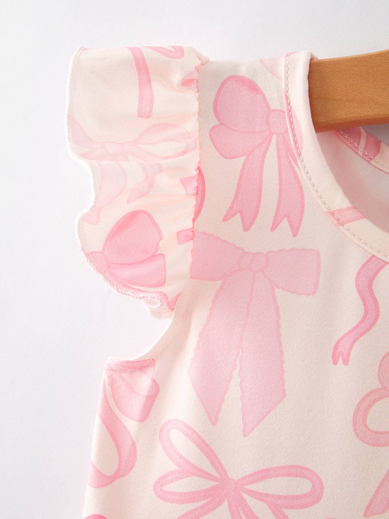 Easter Bow Print Flying Sleeve Girls Dress: 7