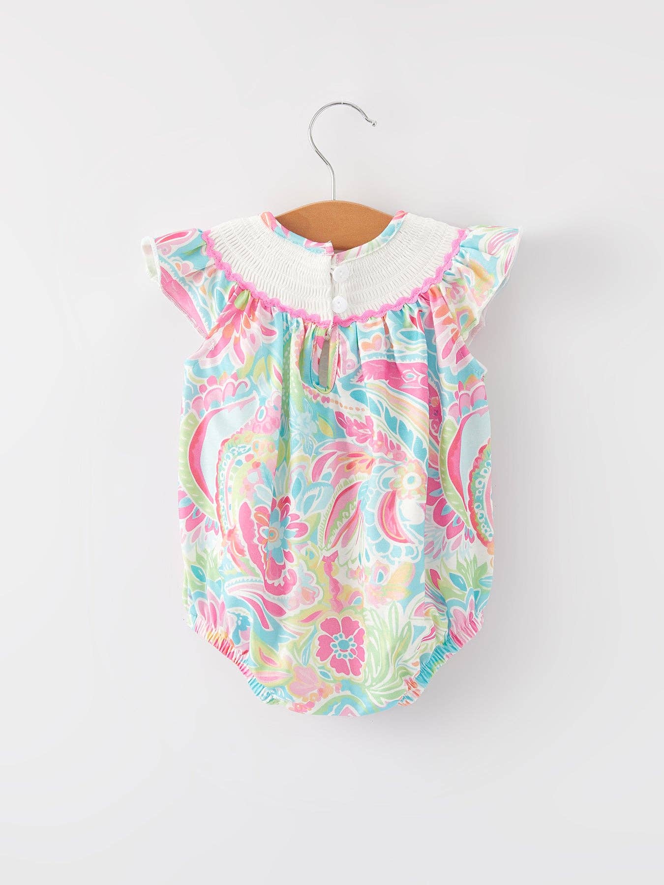 Easter Cross Smocking Embroidery Baby Girl Romper: 18M