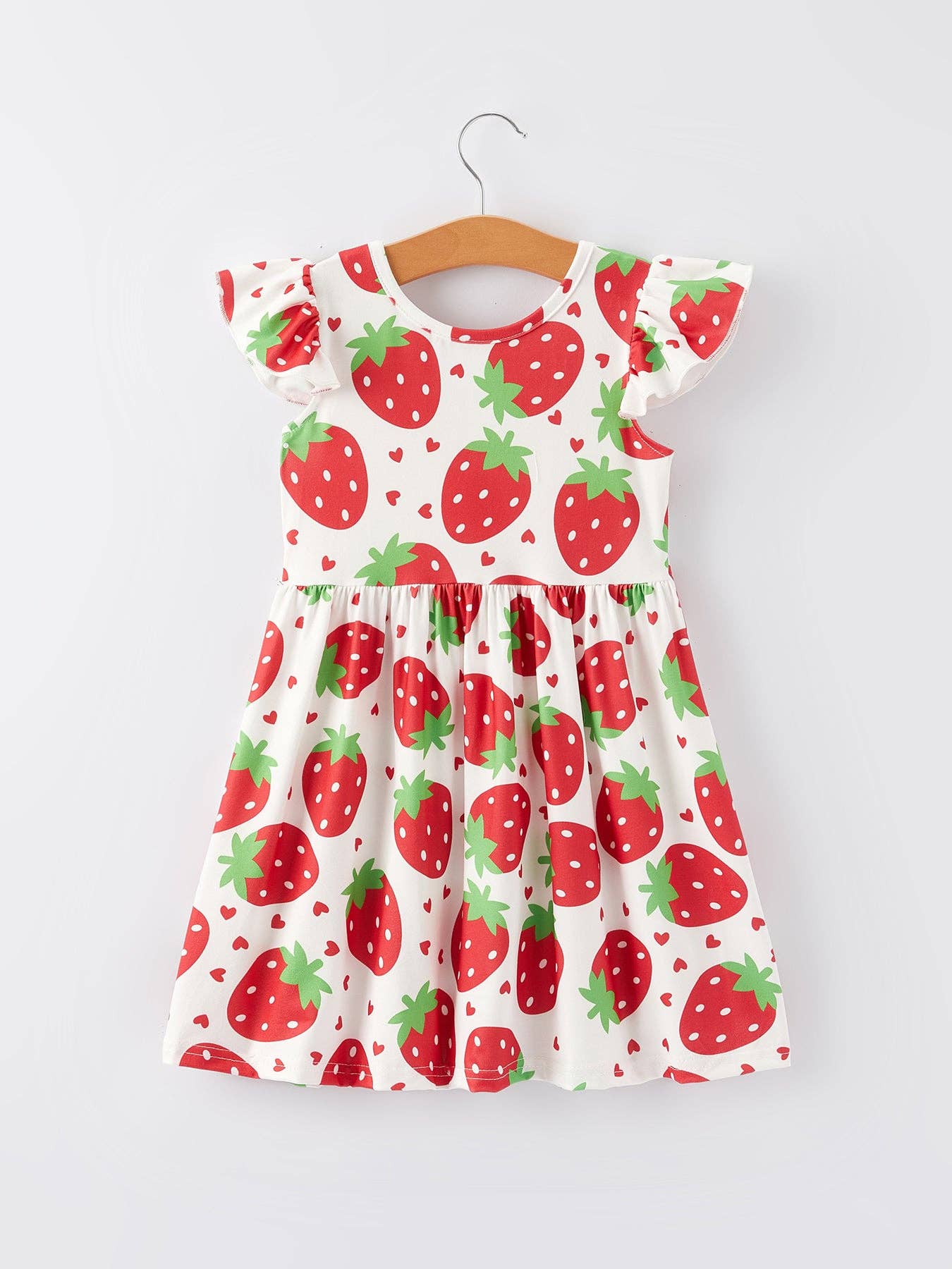 Girls Strawberry Plaid Print Dress 2-piece Set: 5-6Y