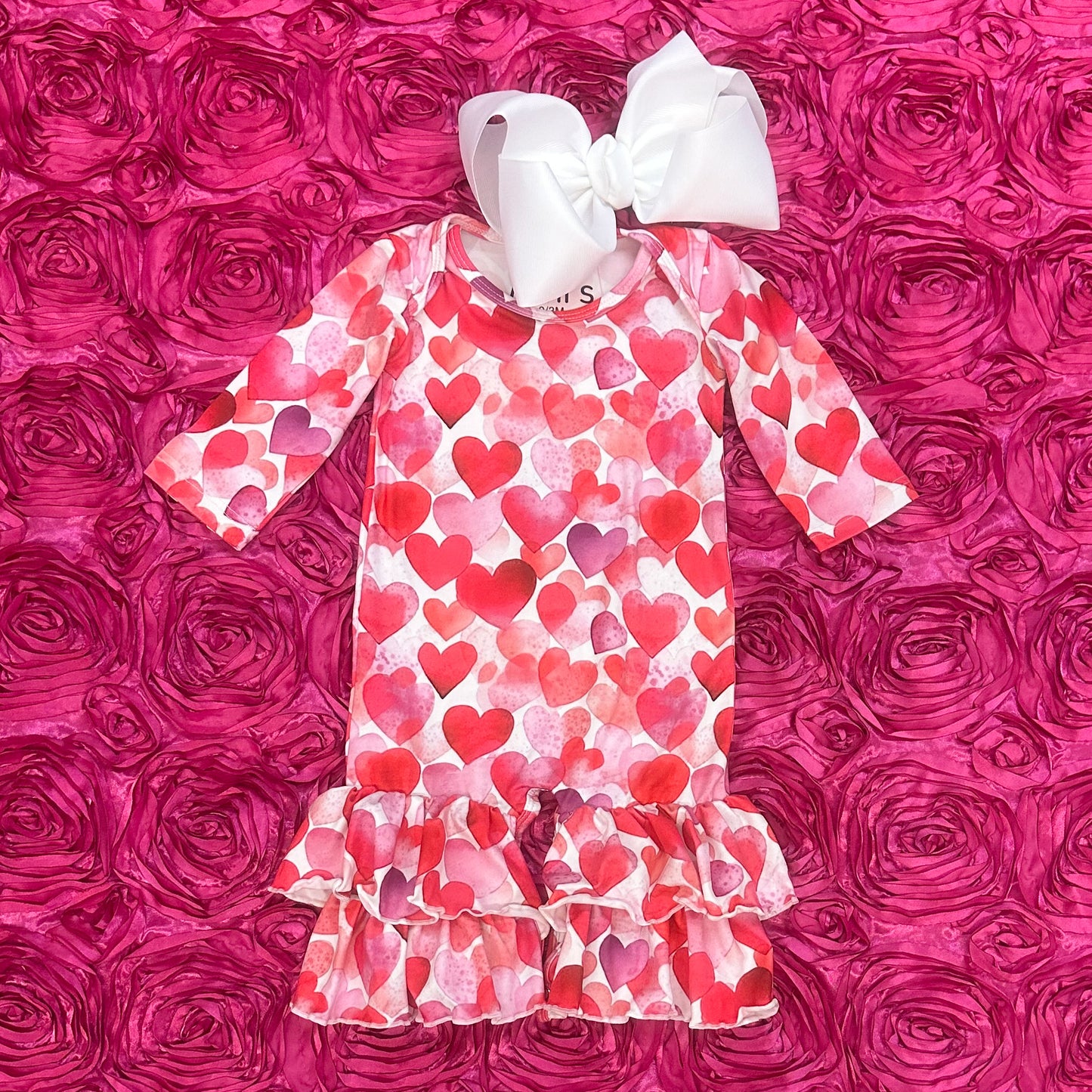 All Over Hearts Ruffle Bottom Jumpsuit