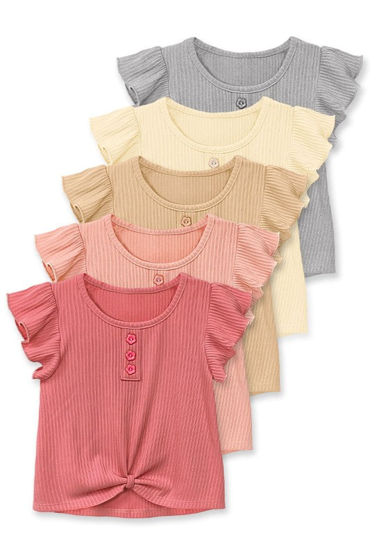Ribbed Ruffle Sleeve Top