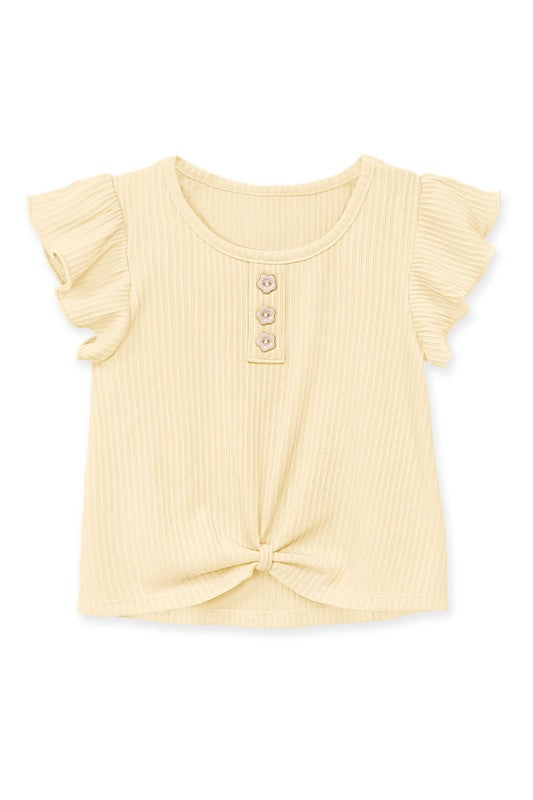 Ribbed Ruffle Sleeve Top