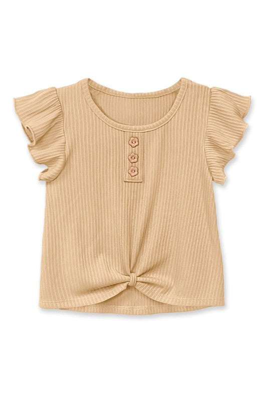 Ribbed Ruffle Sleeve Top