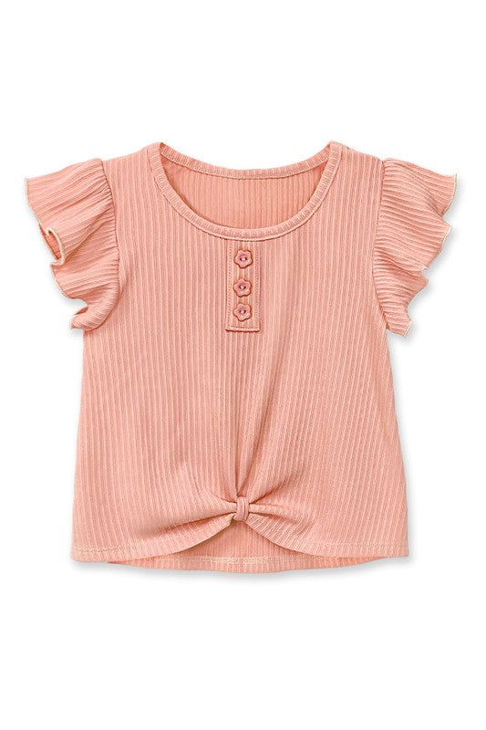 Ribbed Ruffle Sleeve Top