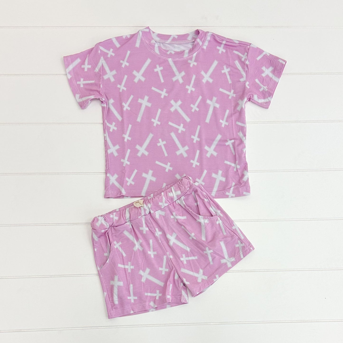 Cross Print Bamboo Lounge Set