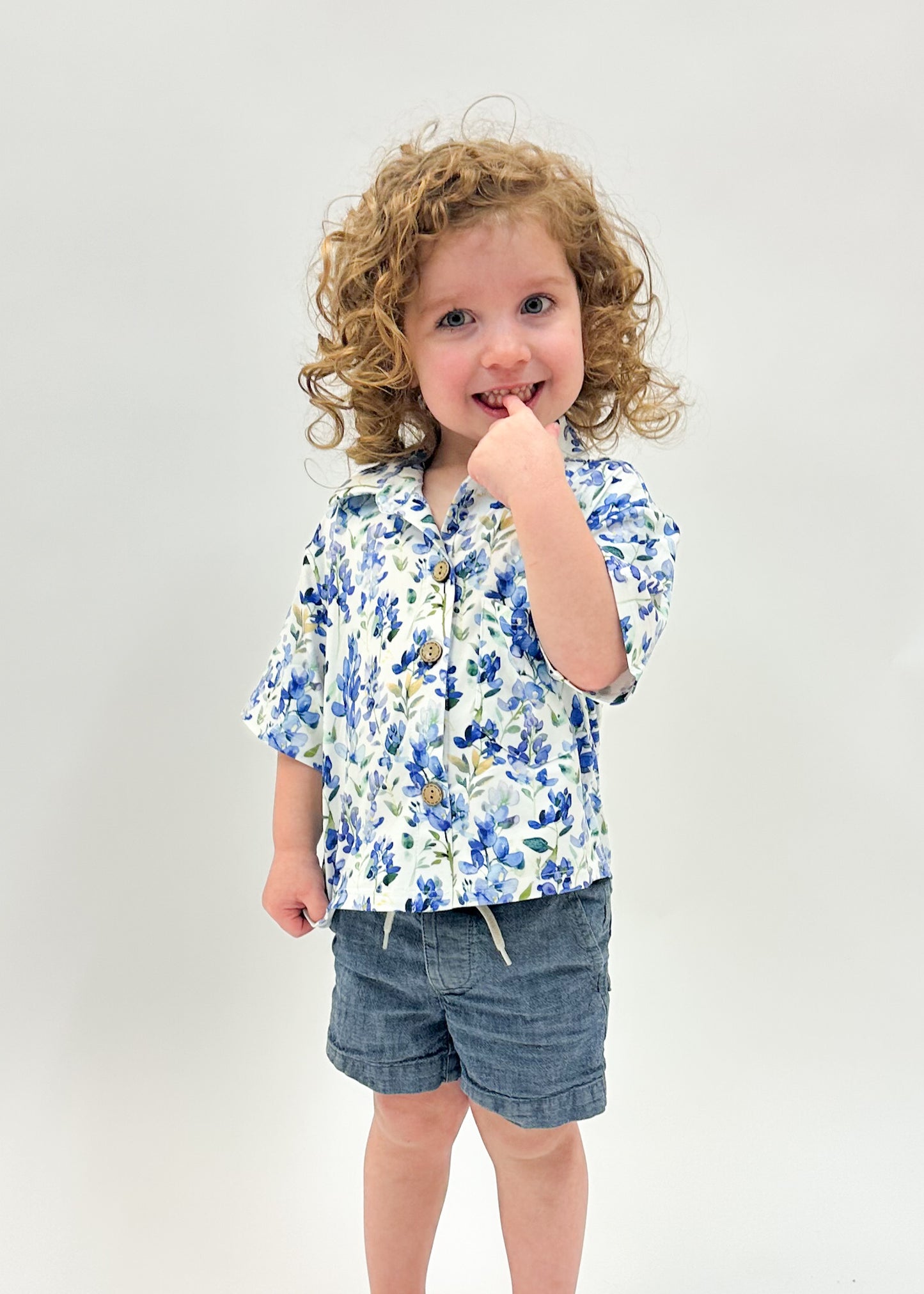 Bluebonnet Button Down Collared Top