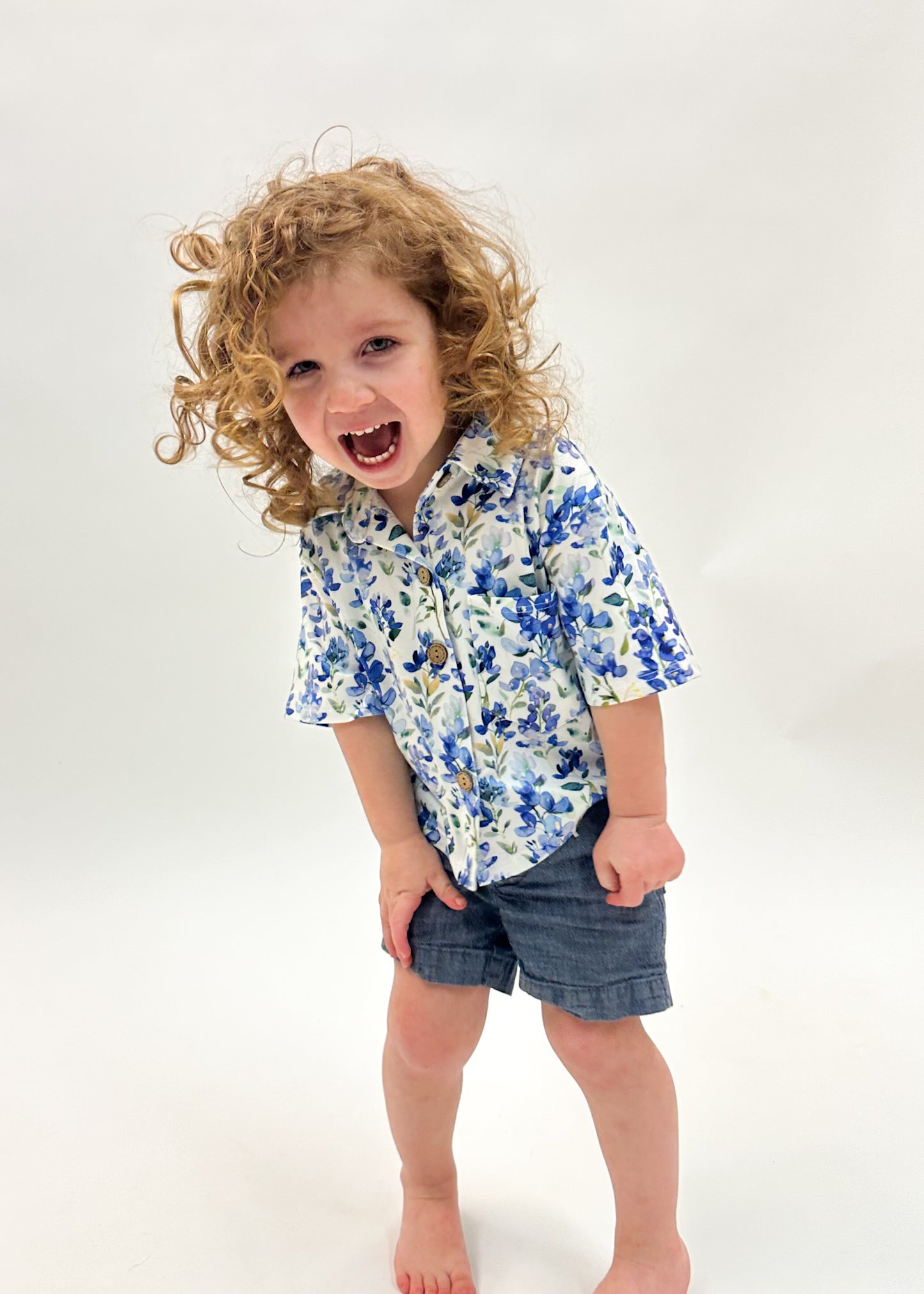 Bluebonnet Button Down Collared Top