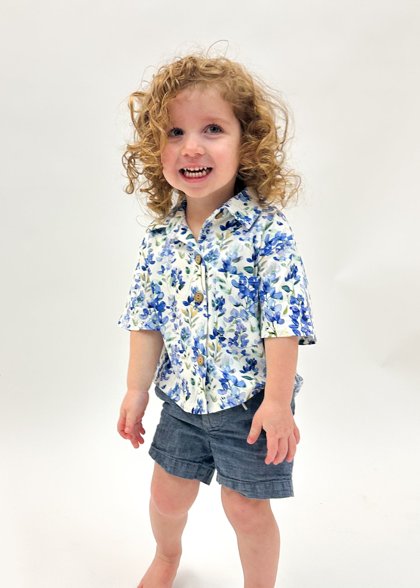 Bluebonnet Button Down Collared Top