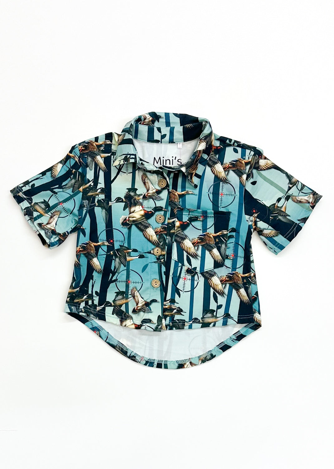 Duck Print Button Down Collared Top