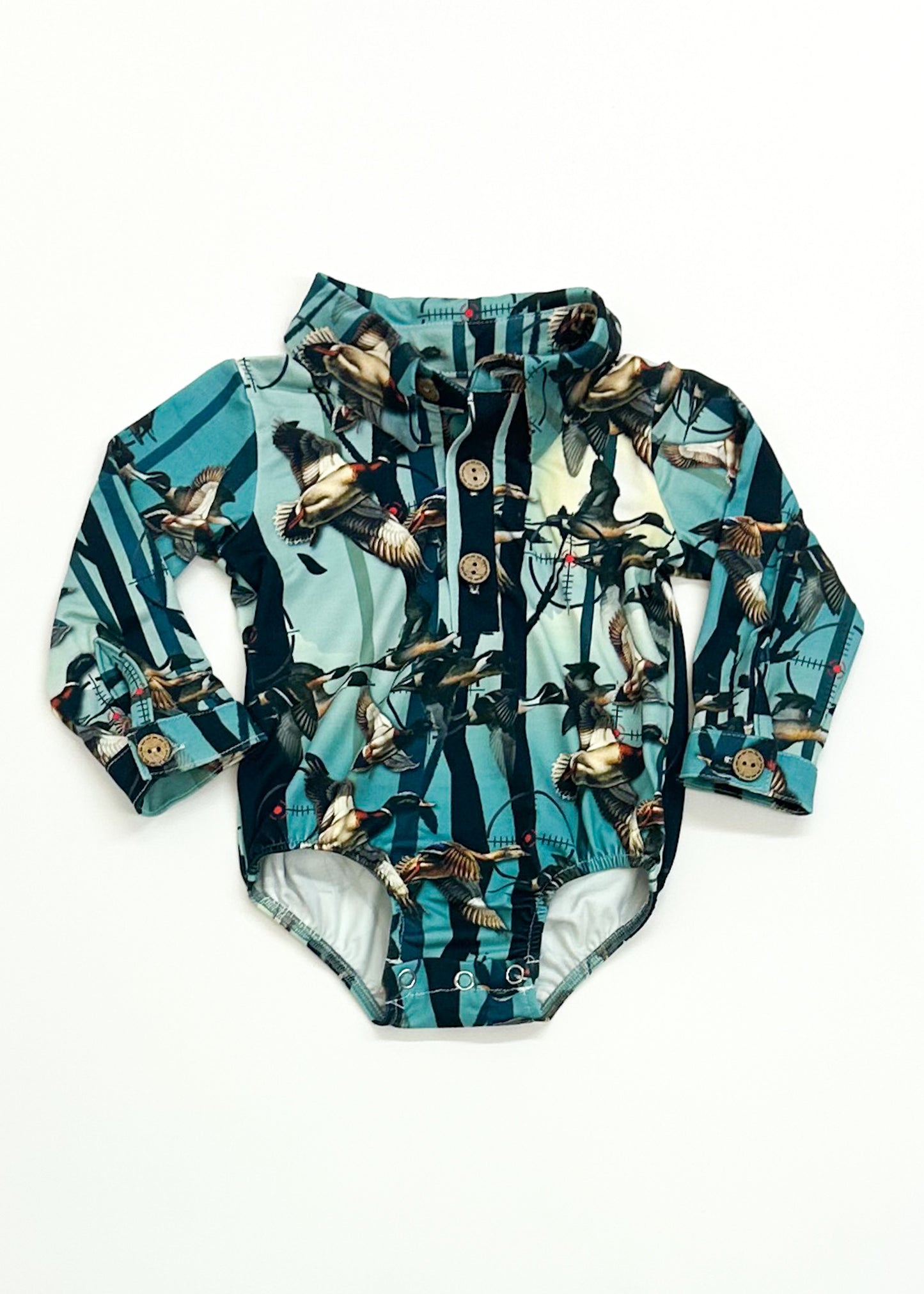 Duck Print Collared Onesie