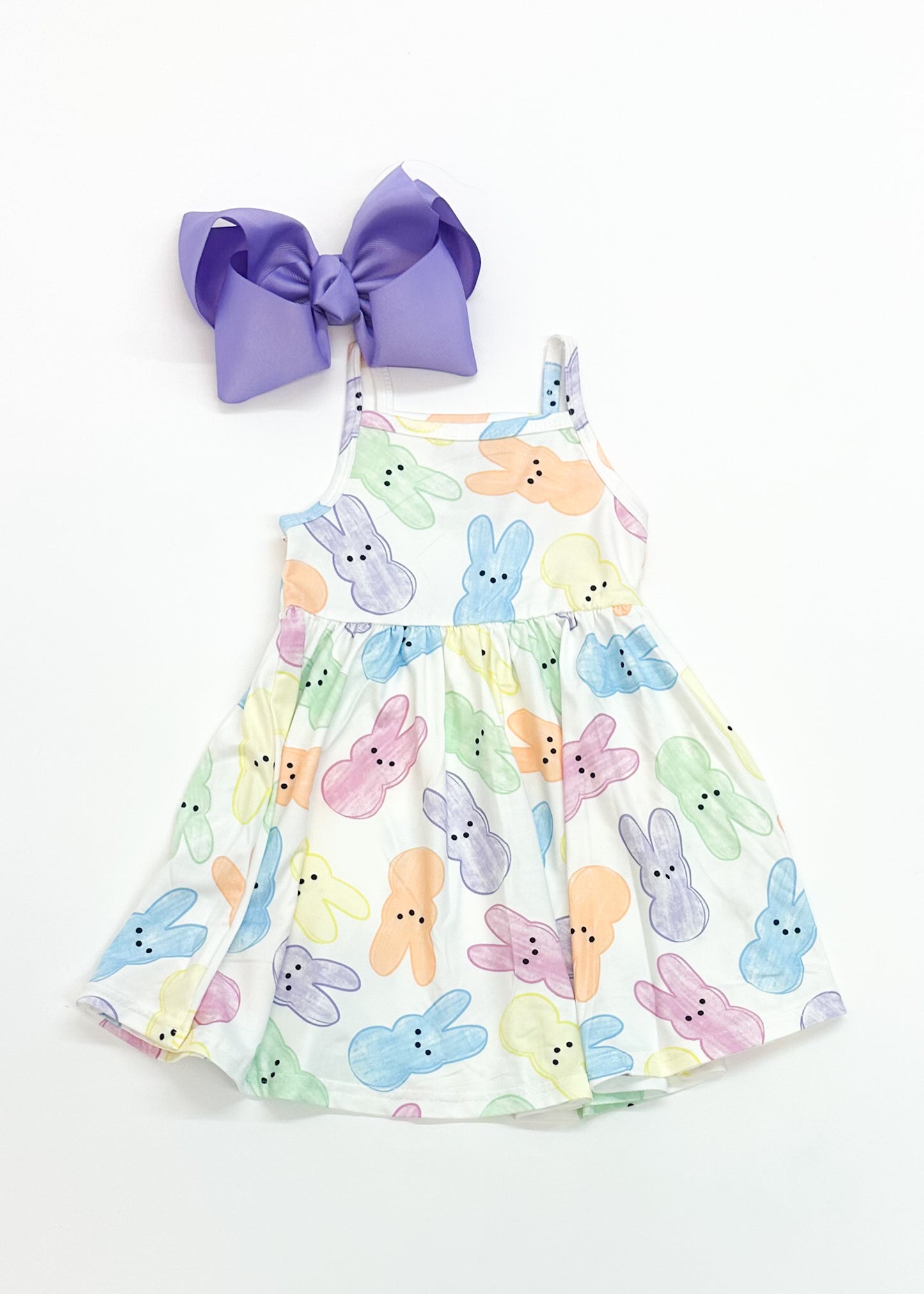 Colorful Bunnies Sleeveless Twirl Dress