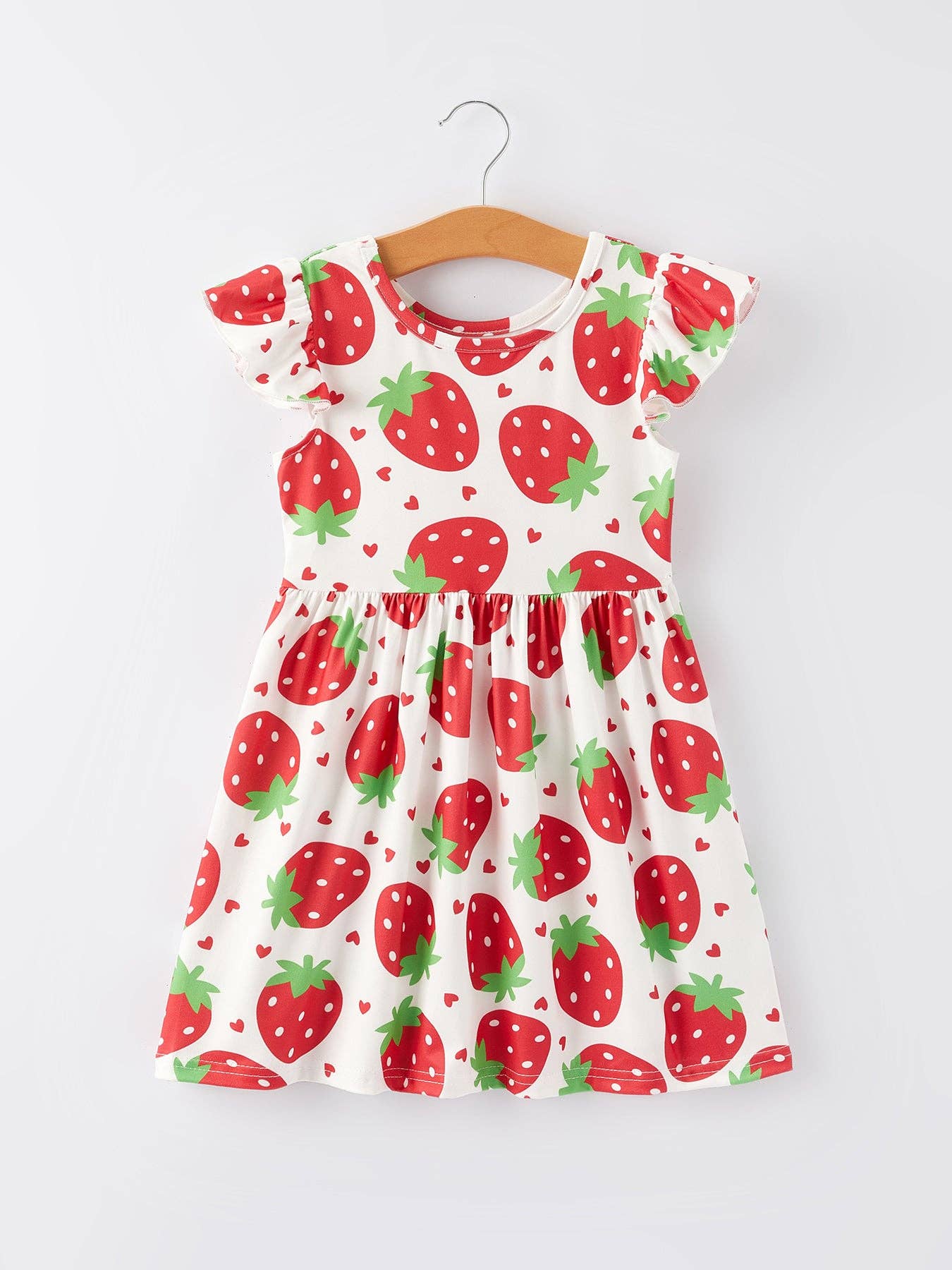 Girls Strawberry Plaid Print Dress 2-piece Set: 5-6Y