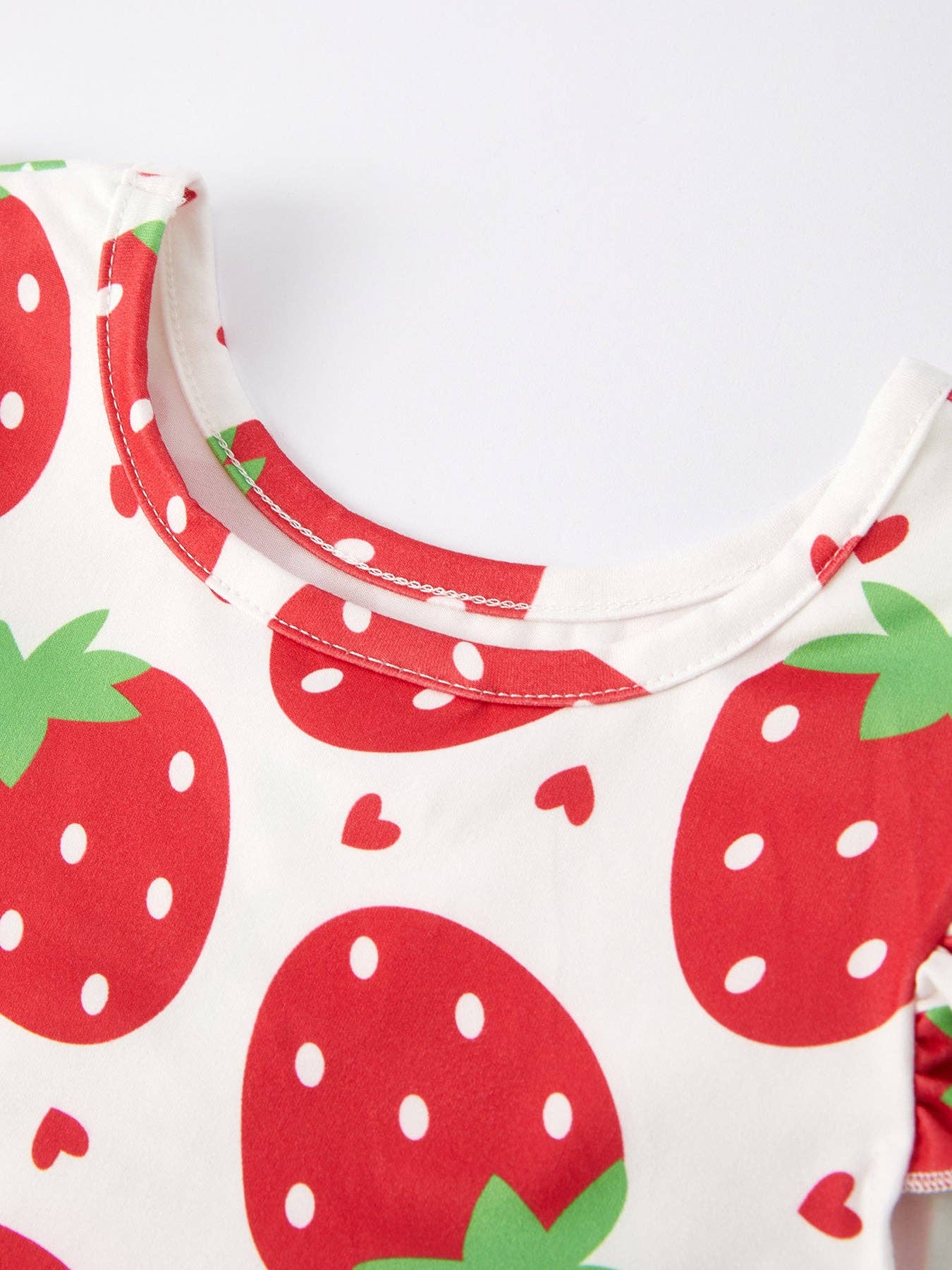 Girls Strawberry Plaid Print Dress 2-piece Set: 5-6Y