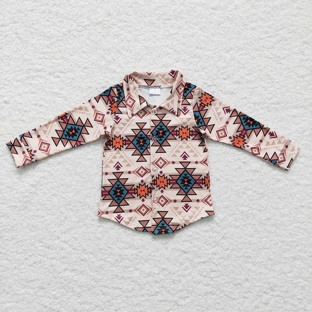 Boys Aztec Button Down Shirt