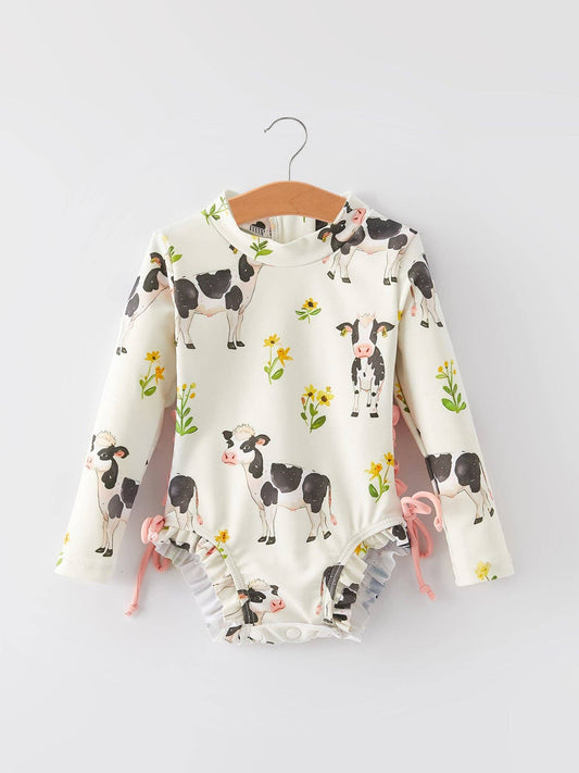 "Cow" Floral Girls' Swimsuit: 3