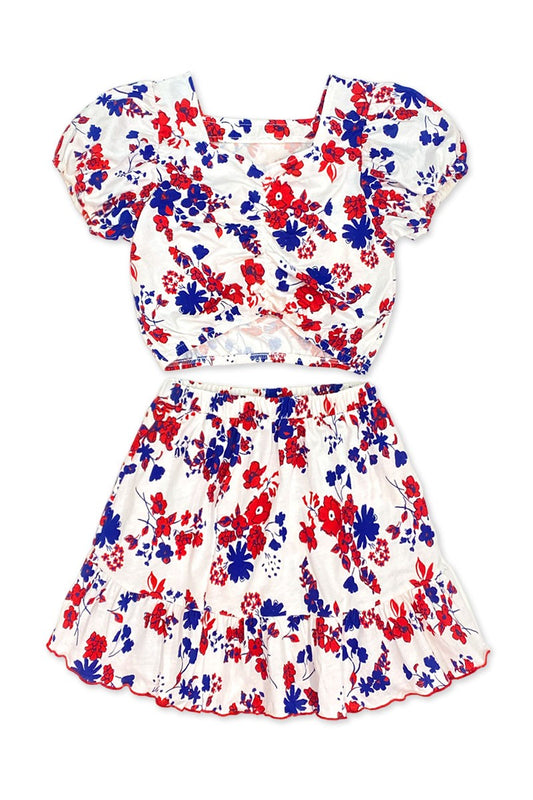 Two Piece Puff Sleeve Skirt Set