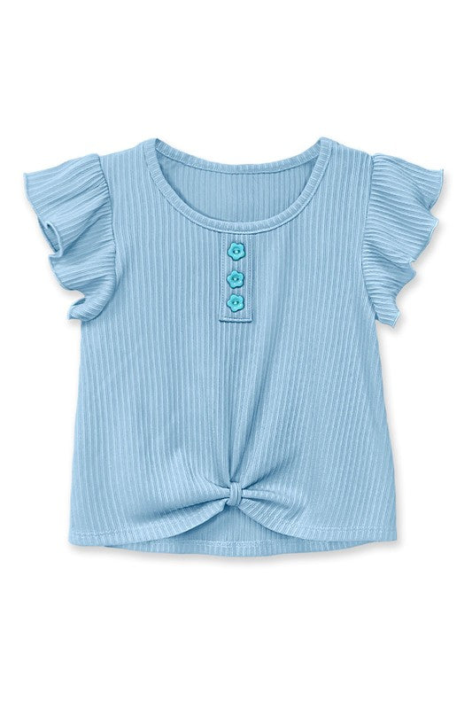 Ribbed Ruffle Sleeve Top