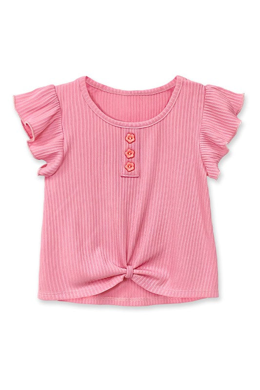 Ribbed Ruffle Sleeve Top