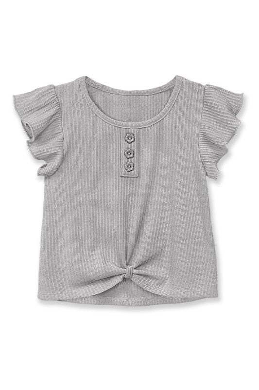 Ribbed Ruffle Sleeve Top