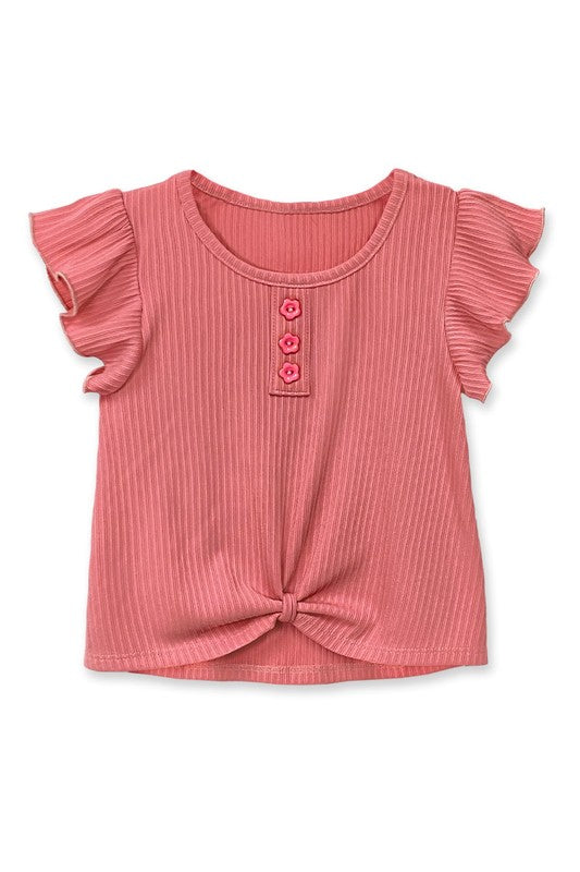 Ribbed Ruffle Sleeve Top