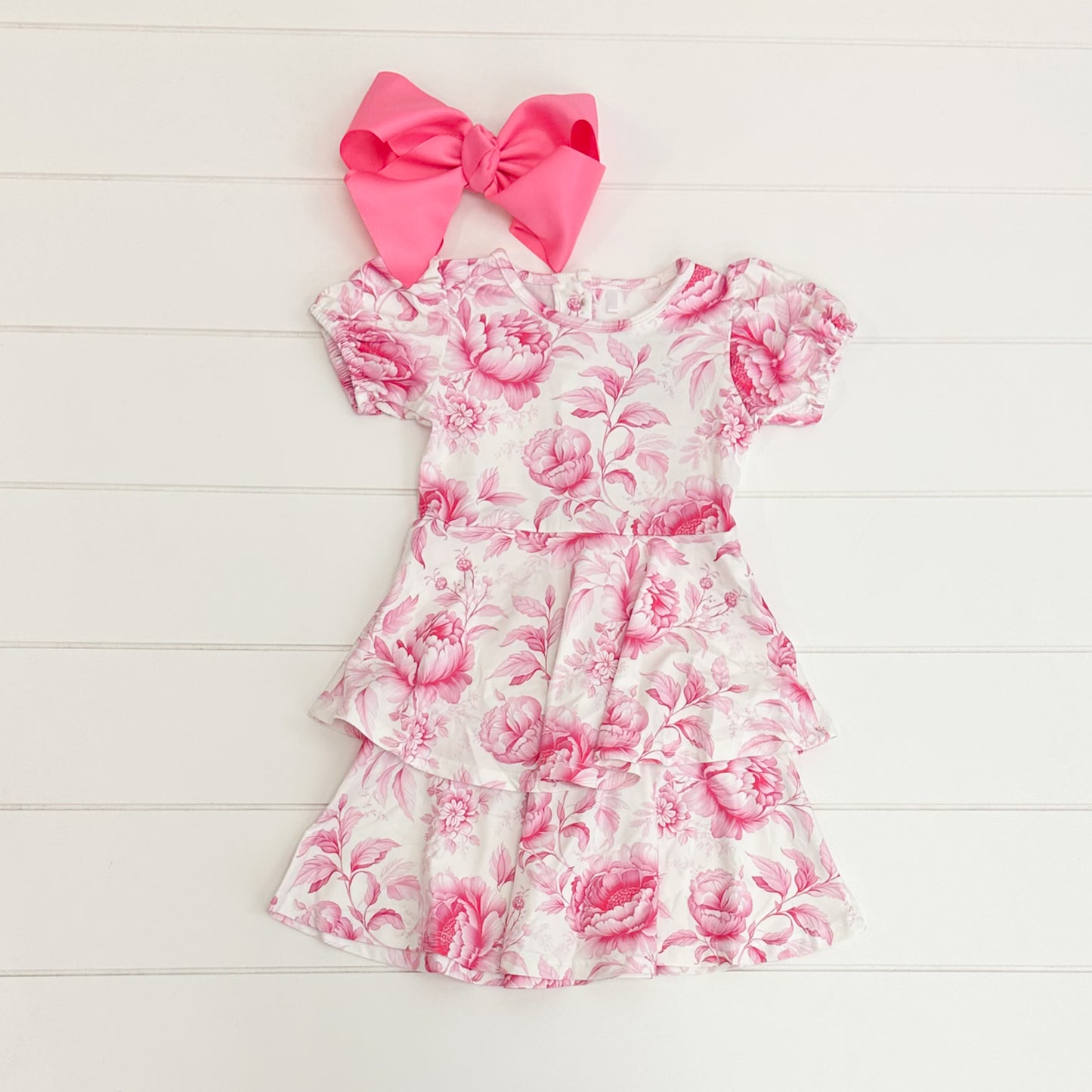 Floral Ruffle Hem Tiered Dress