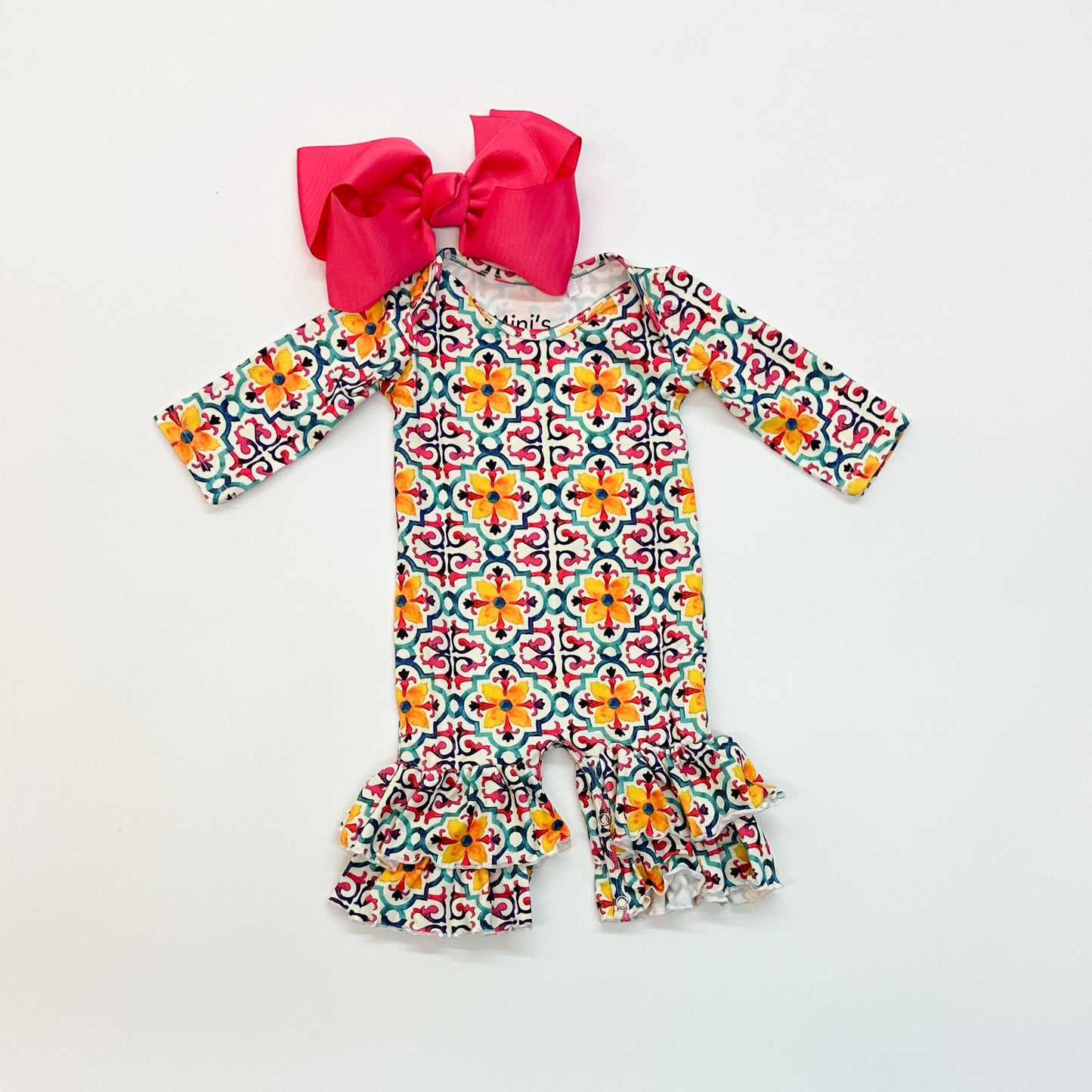 Geo Print Ruffle Bottom Jumpsuit