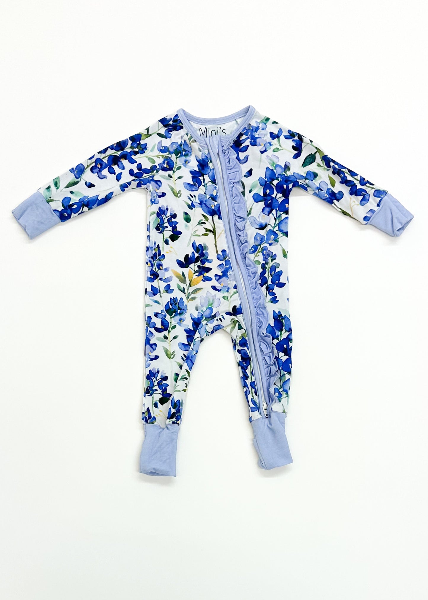 Bluebonnet Ruffle Zippy Bamboo Pajamas