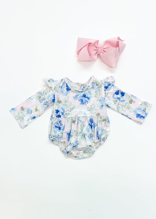 Floral Ruffle Shoulder Bubble Romper