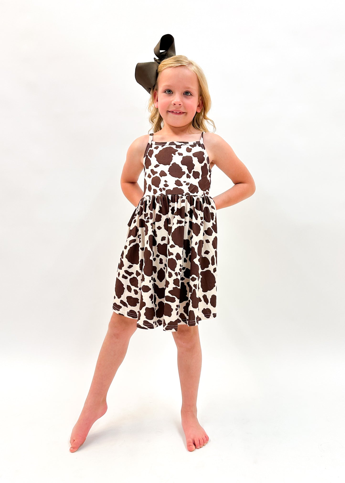 Cow Print Sleeveless Twirl Dress