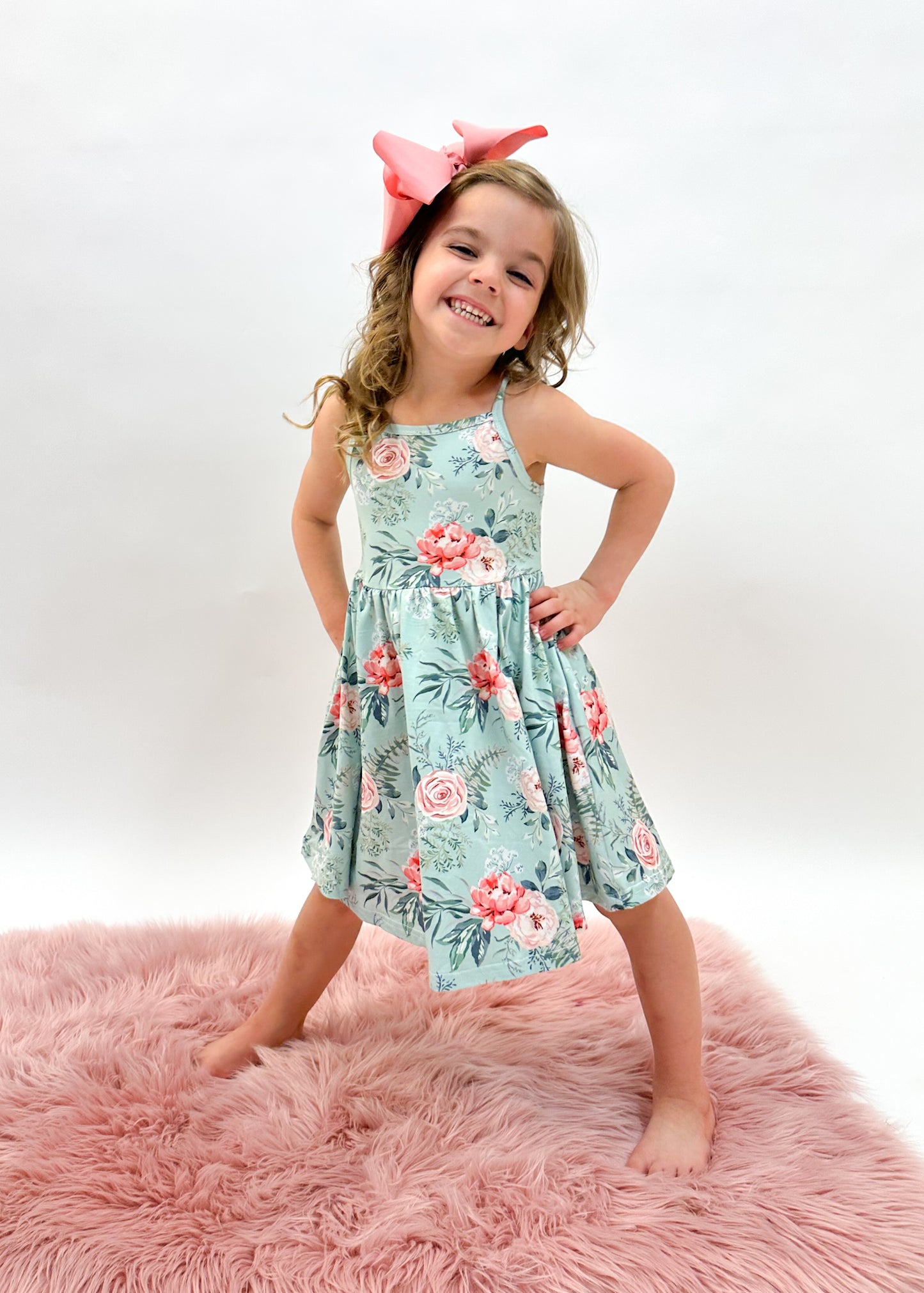 Tea Party Floral Sleeveless Twirl Dress