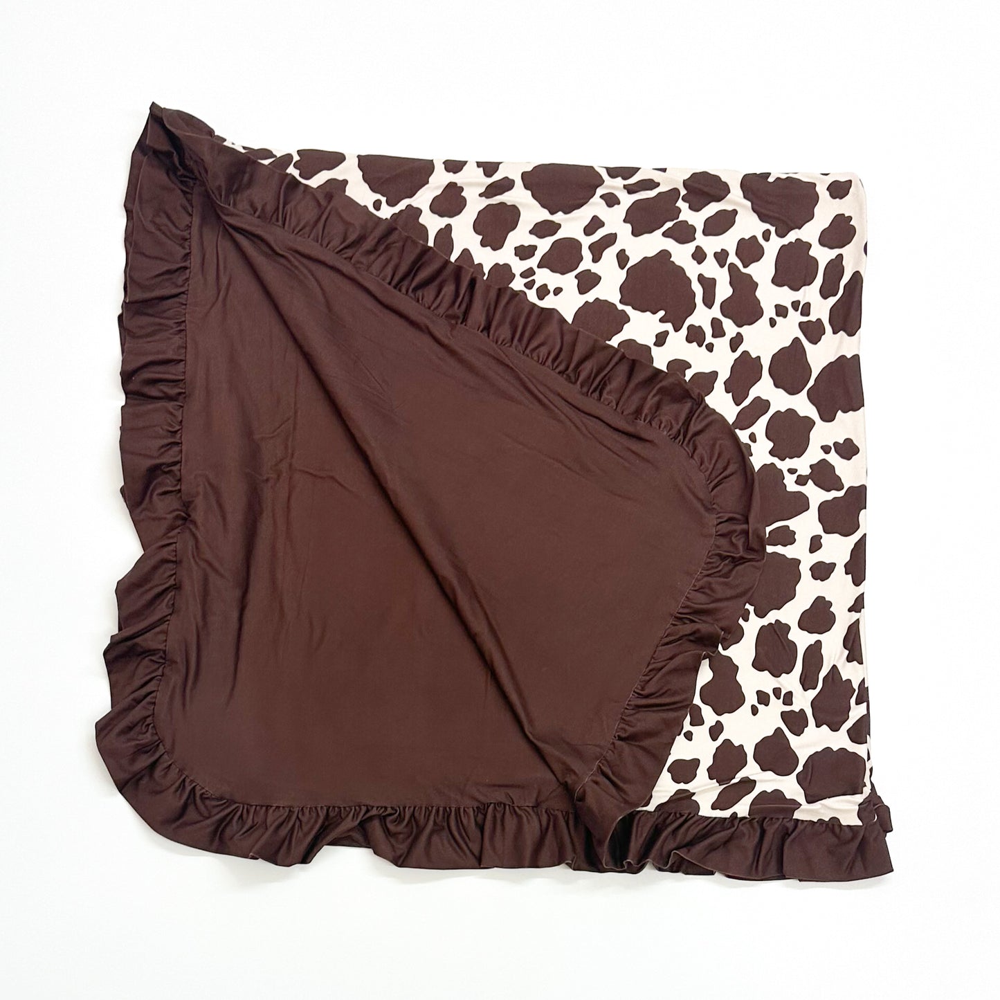 Cow Print Oversized Ruffle Blanket