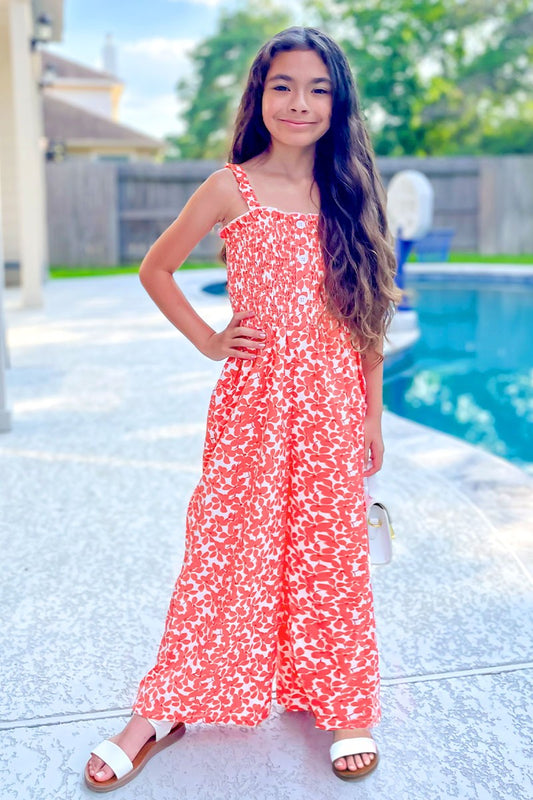 Toddler Smocked Floral Jumpsuit